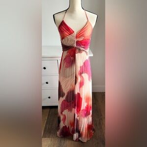 EXPRESS - Strapless Dress in Pink & Coral